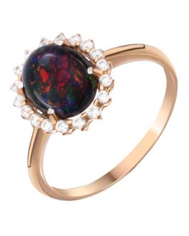 Кольцо из серебра 925 с натуральным черным опалом