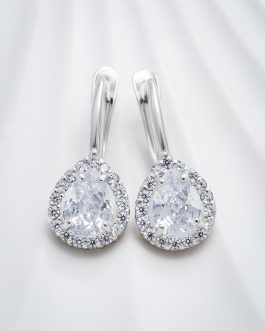 Серьги капля из серебра 925 с фианитами