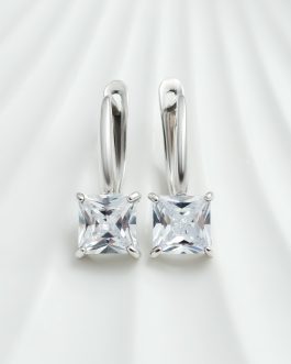 Серьги квадраты из серебра 925 с фианитами